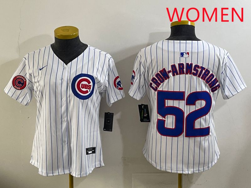 Women 2025 Chicago Cubs #52 Crow-Armstrong White Stripe Game Nike MLB Jersey style 5